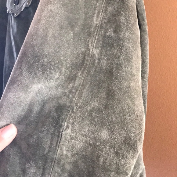 Army green bomber suede jacket - Picture 3 of 8